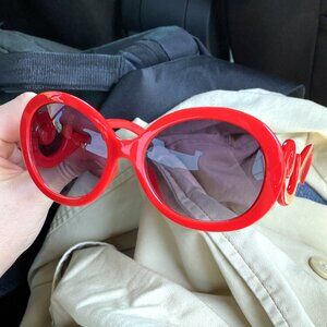 Red Round Vintage Woman Fashion Sunglasses 64 mm with 100% uv 400 protection